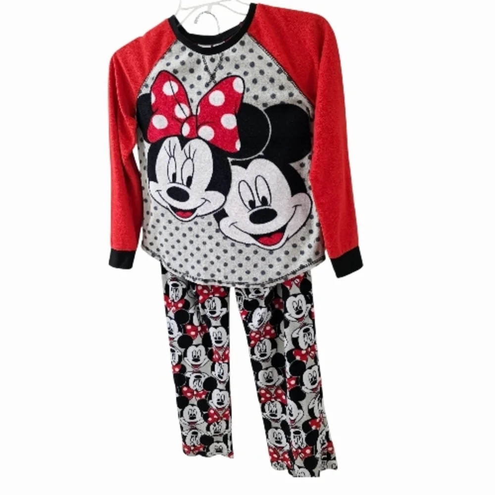 Disney Mickey & Minnie Pajama Set Women’s Small Red Black Lounge Sleepwear, EUC - Picture 2 of 9